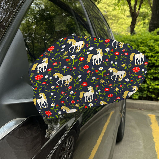 Magic Floral Unicorn Pattern Print Car Side Mirror Covers