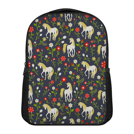 Magic Floral Unicorn Pattern Print Casual Backpack
