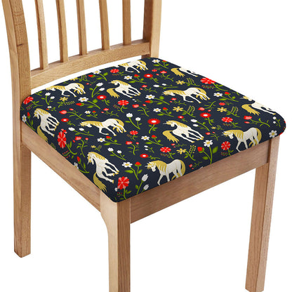 Magic Floral Unicorn Pattern Print Chair Cushion Cover