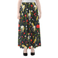 Magic Floral Unicorn Pattern Print Chiffon Maxi Skirt