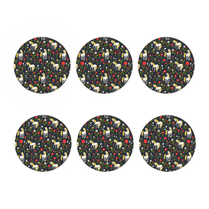 Magic Floral Unicorn Pattern Print Coaster Set