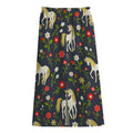 Magic Floral Unicorn Pattern Print Cotton Front Slit Maxi Skirt