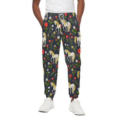 Magic Floral Unicorn Pattern Print Cotton Pants