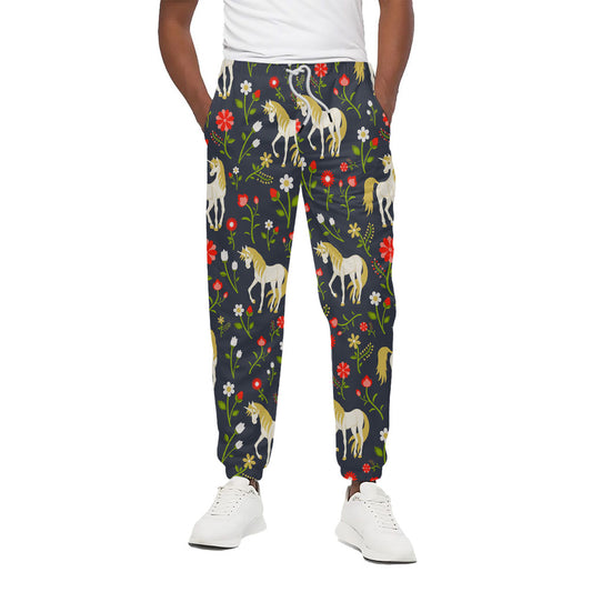 Magic Floral Unicorn Pattern Print Cotton Pants