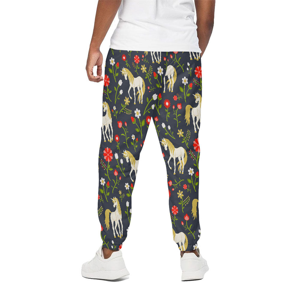 Magic Floral Unicorn Pattern Print Cotton Pants