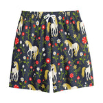 Magic Floral Unicorn Pattern Print Cotton Shorts