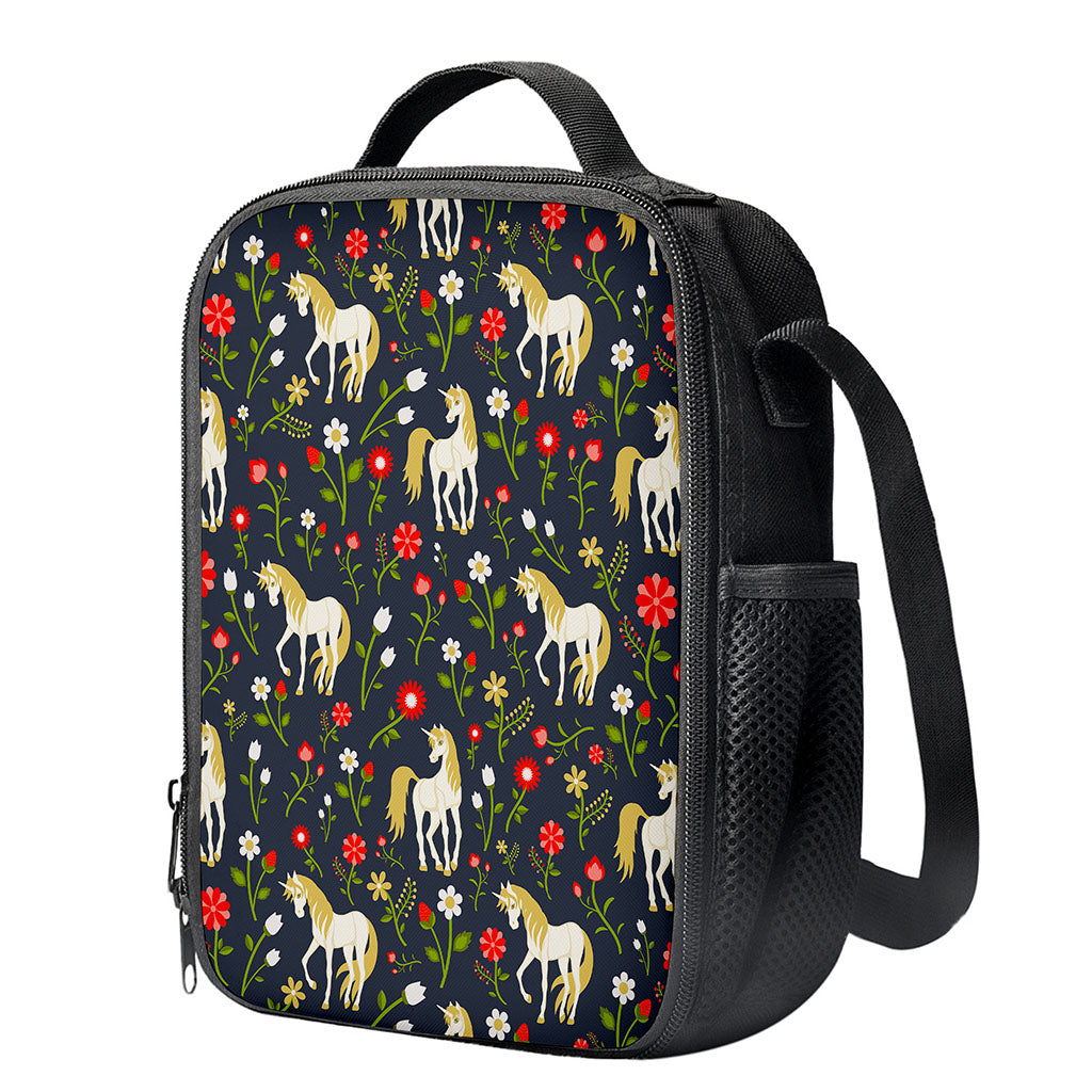 Magic Floral Unicorn Pattern Print Crossbody Lunch Bag