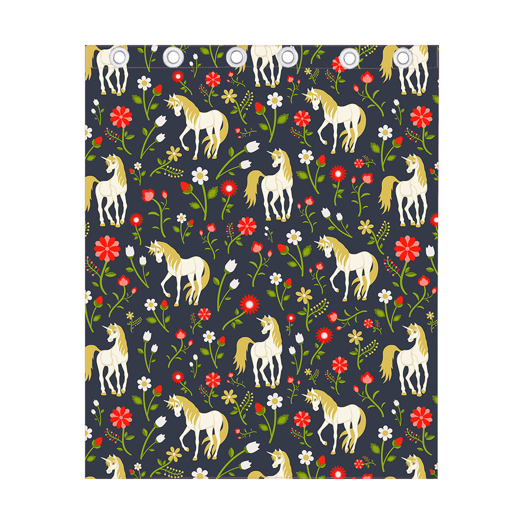 Magic Floral Unicorn Pattern Print Curtain