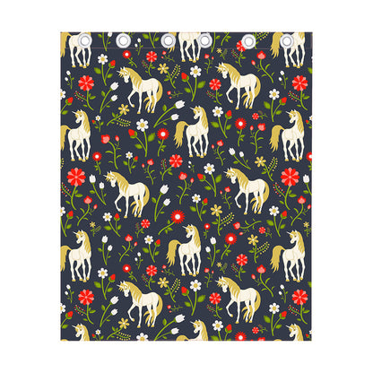 Magic Floral Unicorn Pattern Print Curtain