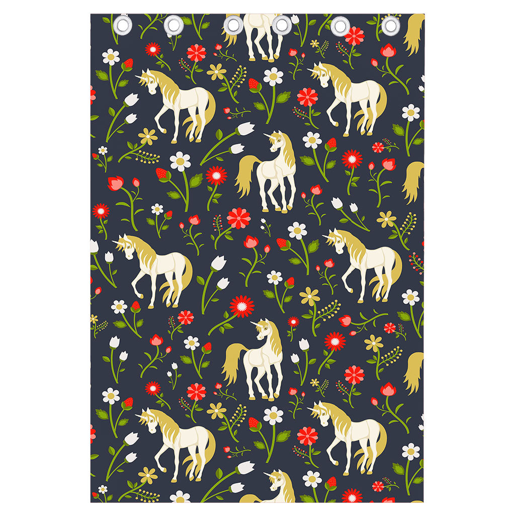 Magic Floral Unicorn Pattern Print Curtain
