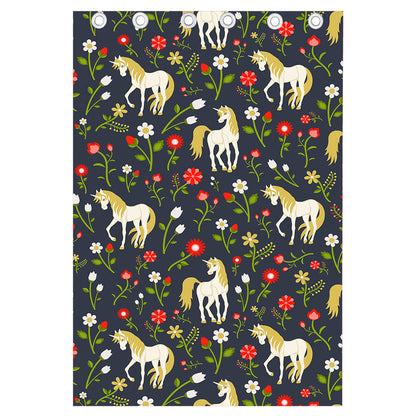 Magic Floral Unicorn Pattern Print Curtain