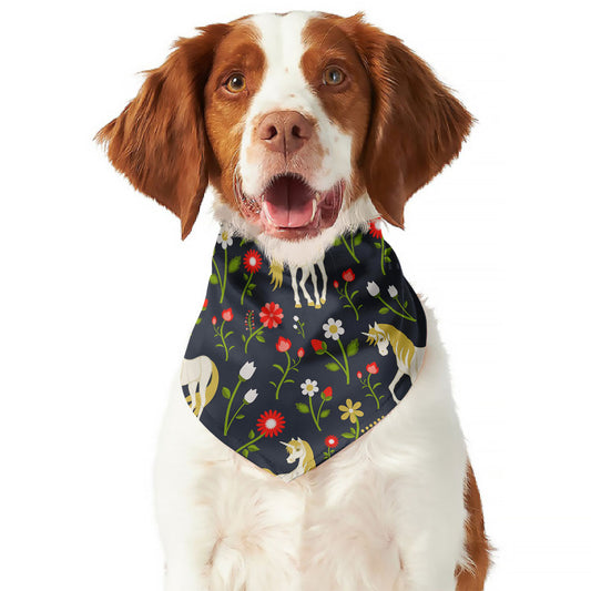 Magic Floral Unicorn Pattern Print Dog Bandana