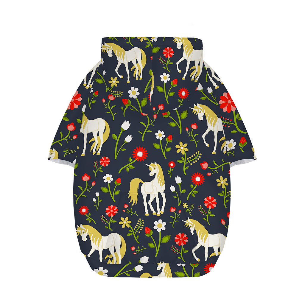Magic Floral Unicorn Pattern Print Dog Zip Up Hoodie