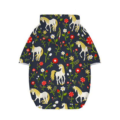 Magic Floral Unicorn Pattern Print Dog Zip Up Hoodie