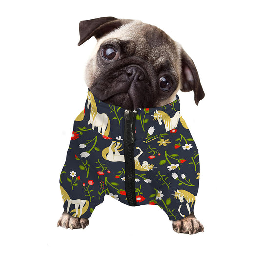 Magic Floral Unicorn Pattern Print Dog Zip Up Jacket