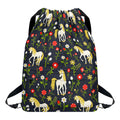 Magic Floral Unicorn Pattern Print Drawstring Backpack