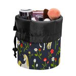 Magic Floral Unicorn Pattern Print Drawstring Makeup Bag