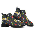 Magic Floral Unicorn Pattern Print Flat Ankle Boots