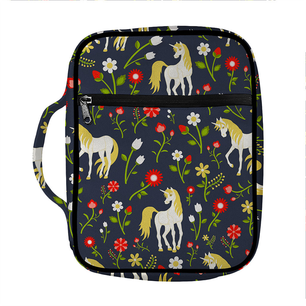Magic Floral Unicorn Pattern Print Front Pocket Bible Bag
