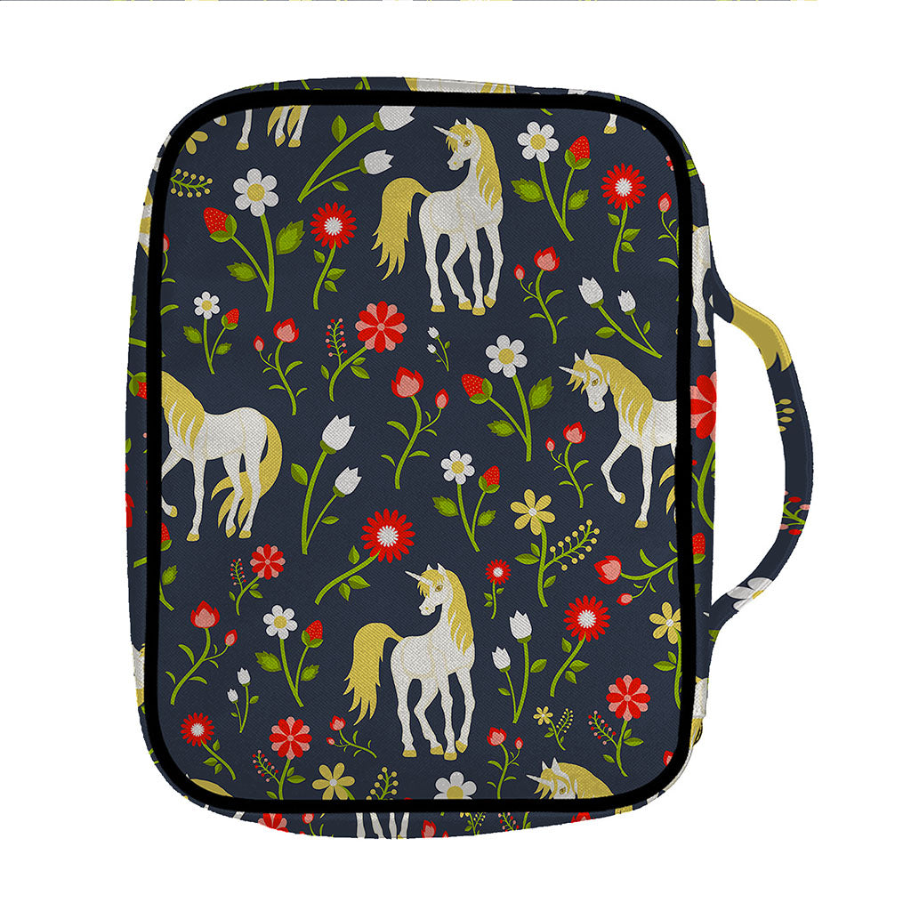Magic Floral Unicorn Pattern Print Front Pocket Bible Bag
