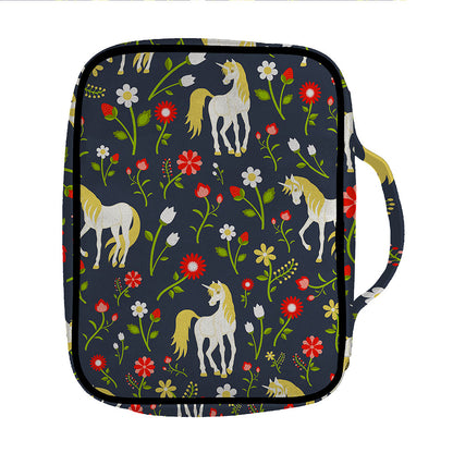 Magic Floral Unicorn Pattern Print Front Pocket Bible Bag