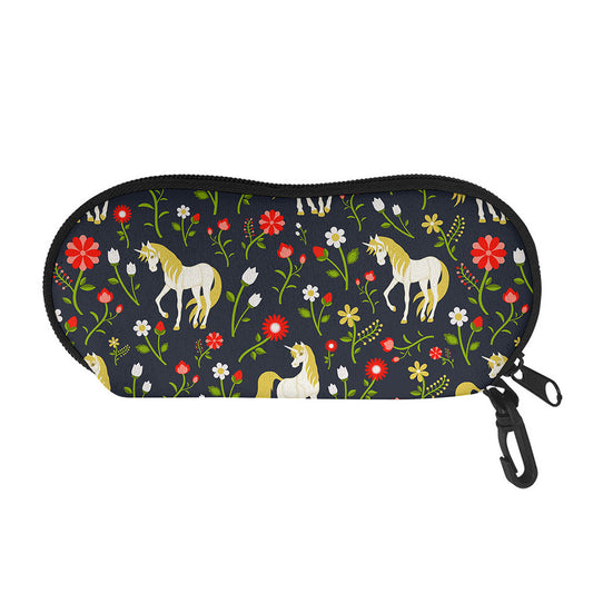 Magic Floral Unicorn Pattern Print Glasses Case