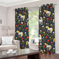 Magic Floral Unicorn Pattern Print Grommet Curtains