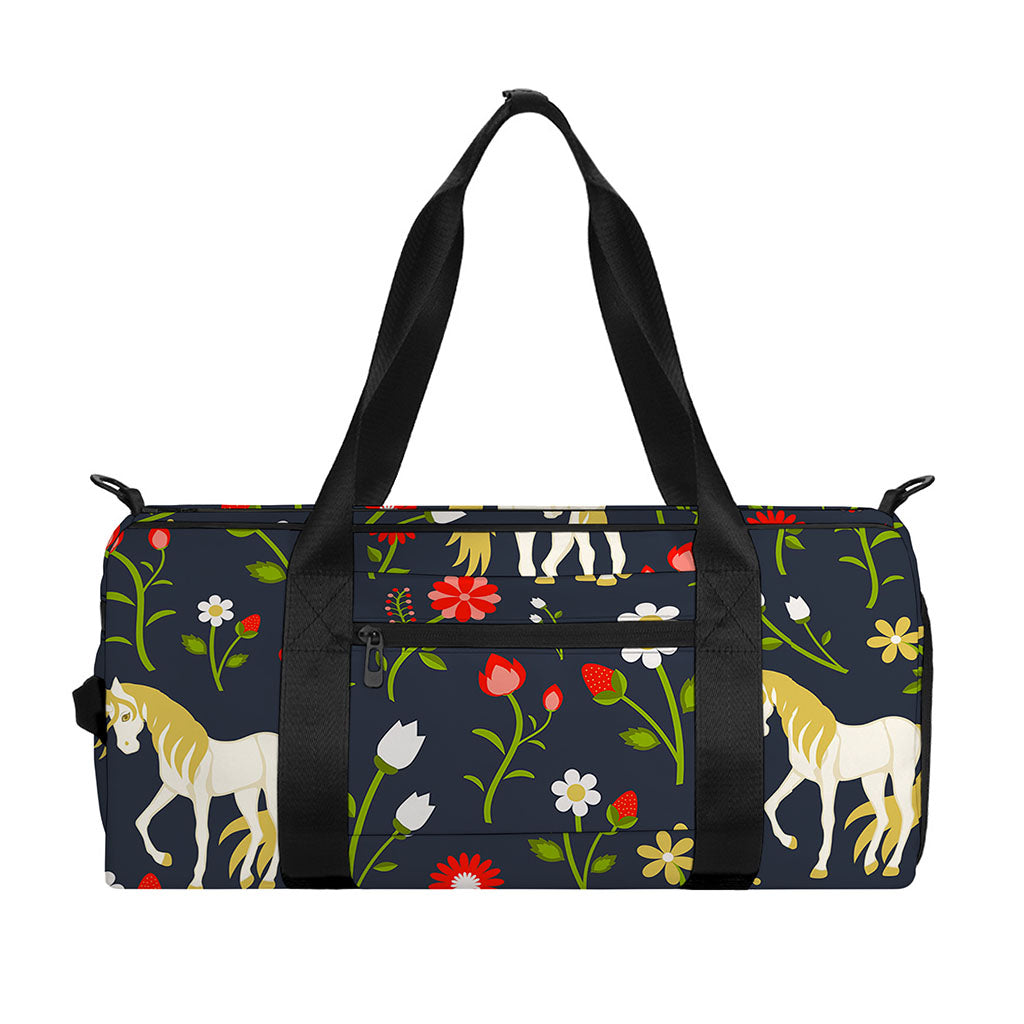Magic Floral Unicorn Pattern Print Gym Bag