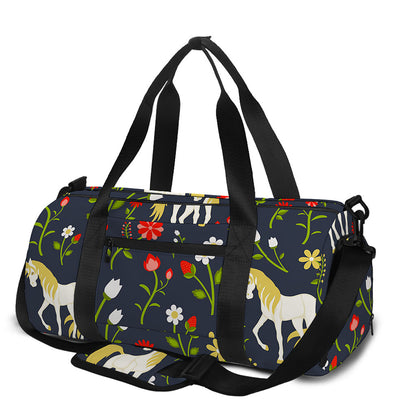 Magic Floral Unicorn Pattern Print Gym Bag