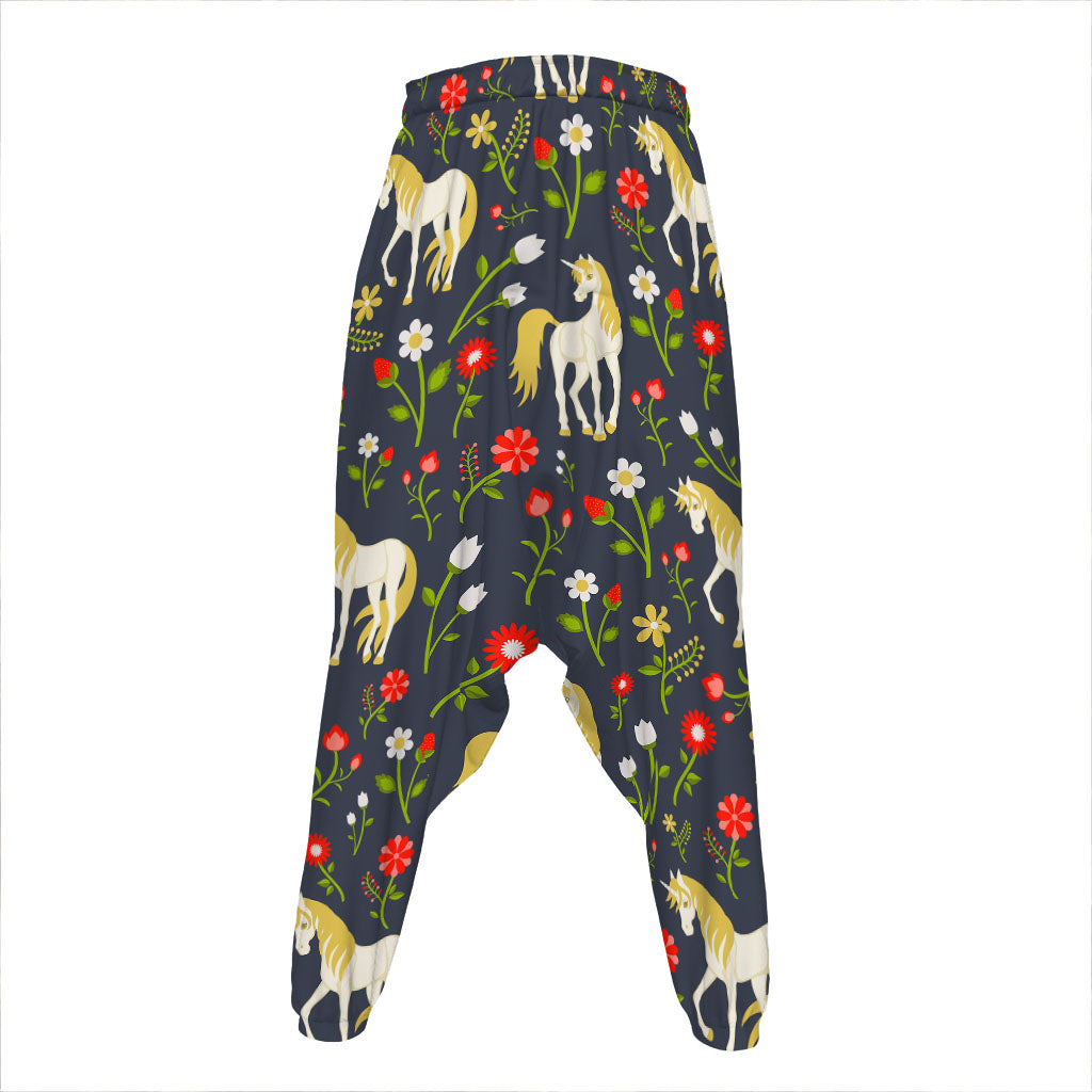 Magic Floral Unicorn Pattern Print Hammer Pants
