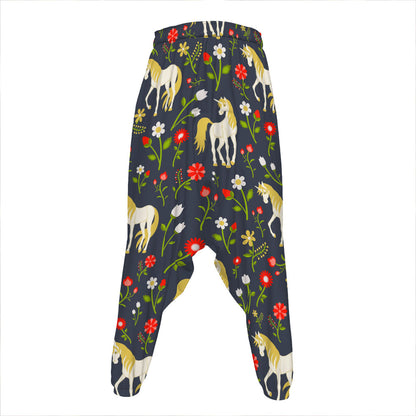 Magic Floral Unicorn Pattern Print Hammer Pants