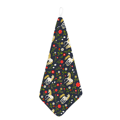 Magic Floral Unicorn Pattern Print Hand Towel