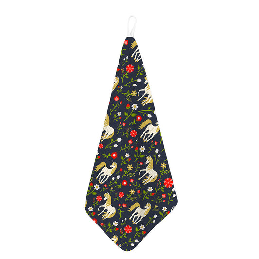 Magic Floral Unicorn Pattern Print Hand Towel