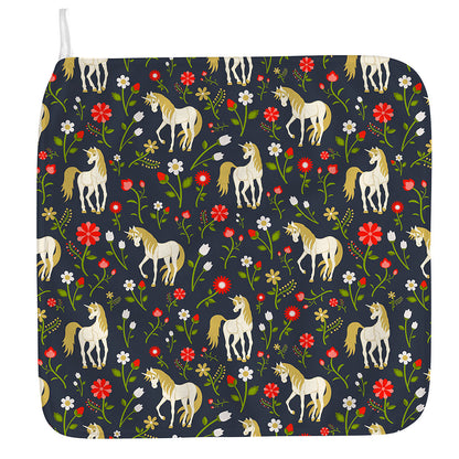 Magic Floral Unicorn Pattern Print Hand Towel