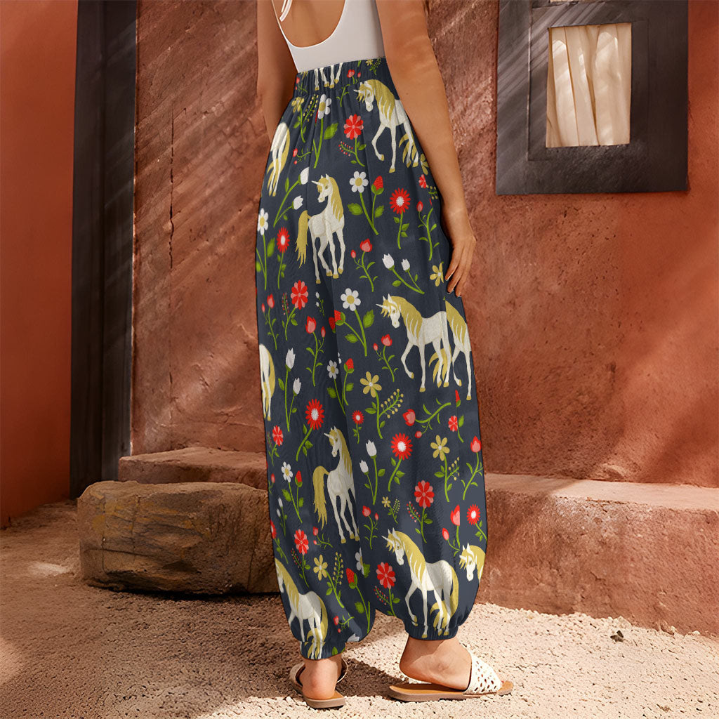 Magic Floral Unicorn Pattern Print Harem Pants
