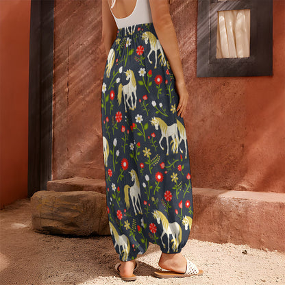 Magic Floral Unicorn Pattern Print Harem Pants