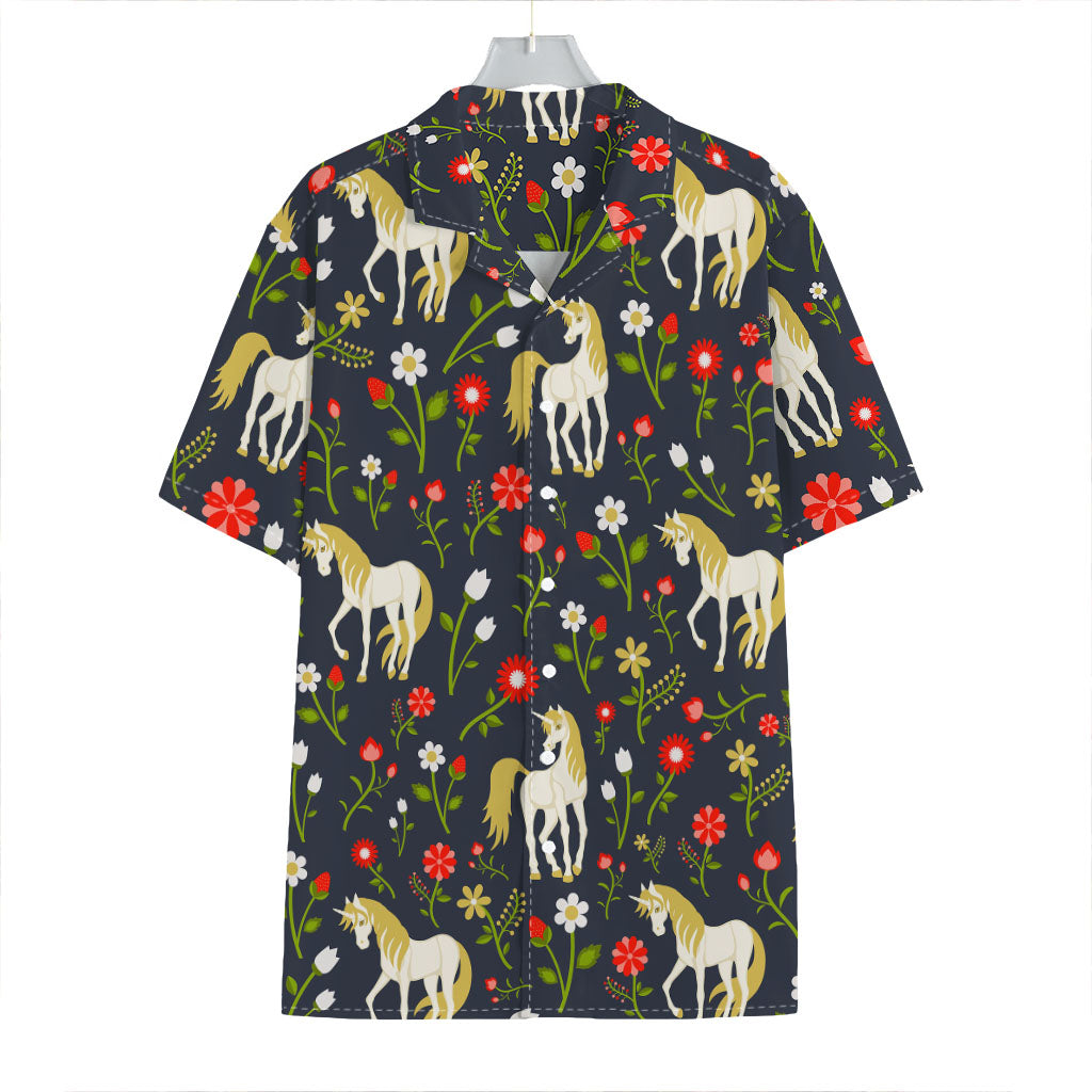 Magic Floral Unicorn Pattern Print Hawaiian Shirt