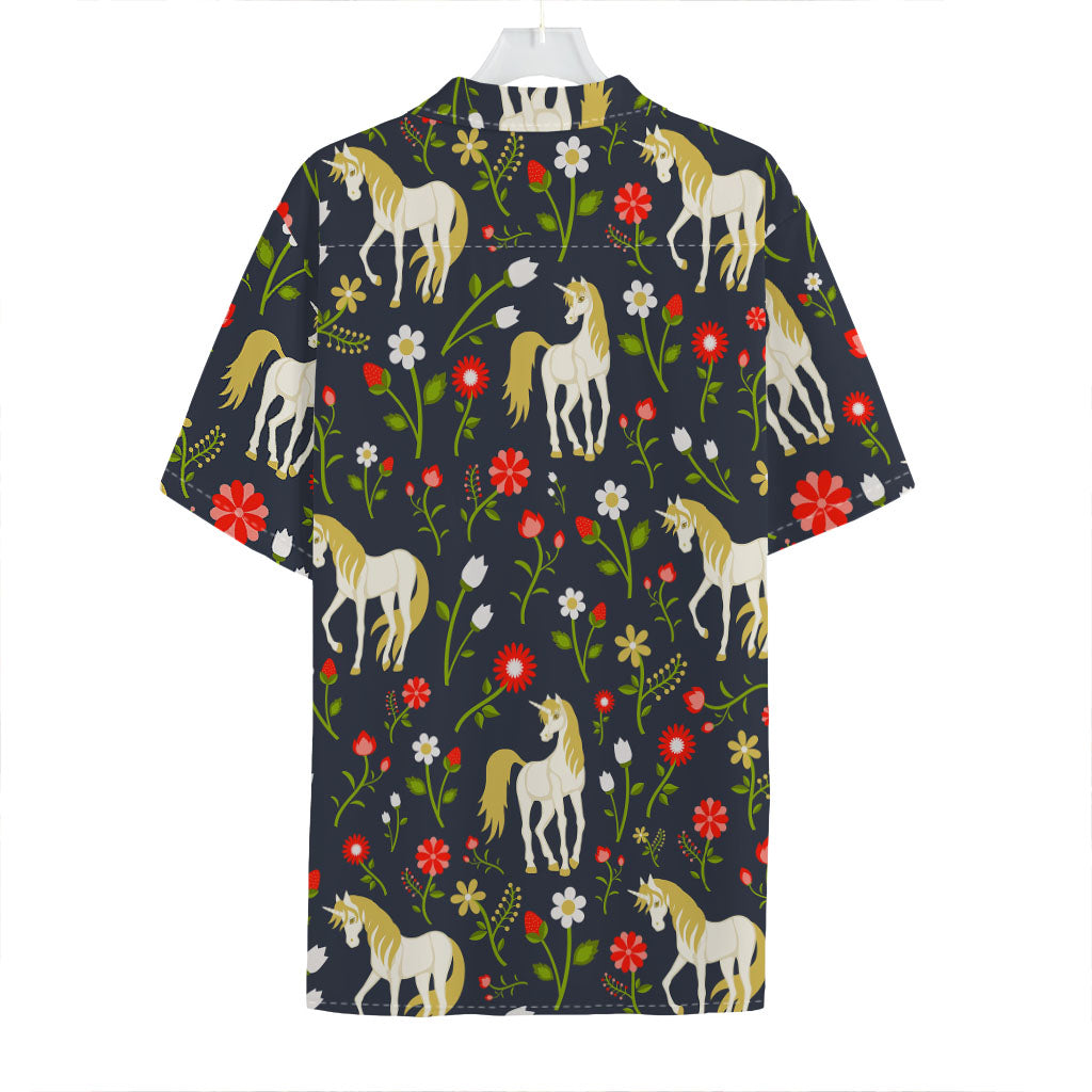 Magic Floral Unicorn Pattern Print Hawaiian Shirt