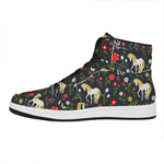 Magic Floral Unicorn Pattern Print High Top Leather Sneakers