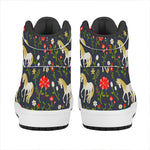 Magic Floral Unicorn Pattern Print High Top Leather Sneakers
