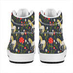 Magic Floral Unicorn Pattern Print High Top Leather Sneakers