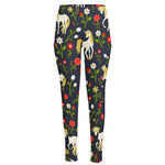 Magic Floral Unicorn Pattern Print High-Waisted Pocket Leggings