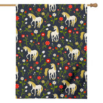 Magic Floral Unicorn Pattern Print House Flag