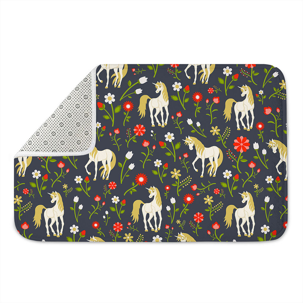 Magic Floral Unicorn Pattern Print Indoor Door Mat