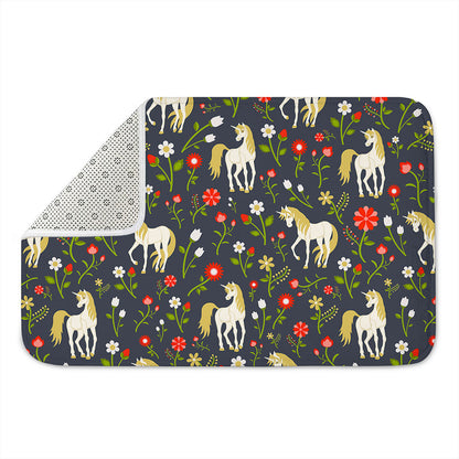 Magic Floral Unicorn Pattern Print Indoor Door Mat