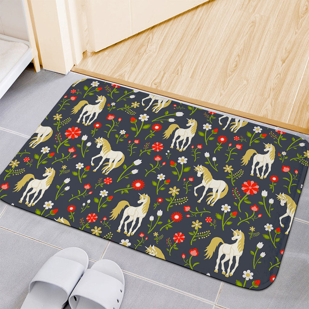Magic Floral Unicorn Pattern Print Indoor Door Mat