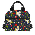 Magic Floral Unicorn Pattern Print Insulated Lunch Bag