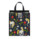 Magic Floral Unicorn Pattern Print Insulated Lunch Tote
