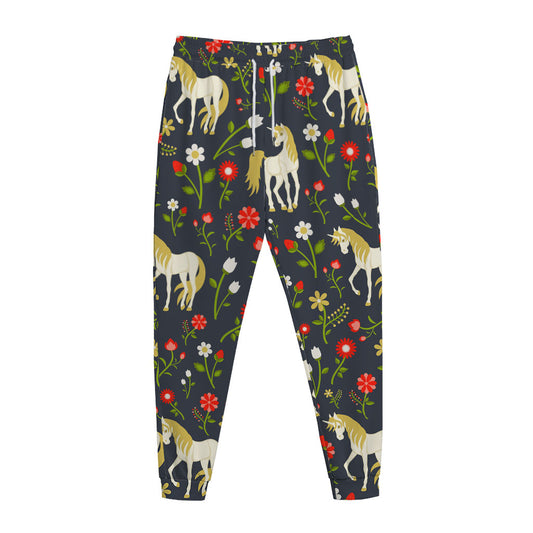 Magic Floral Unicorn Pattern Print Jogger Pants