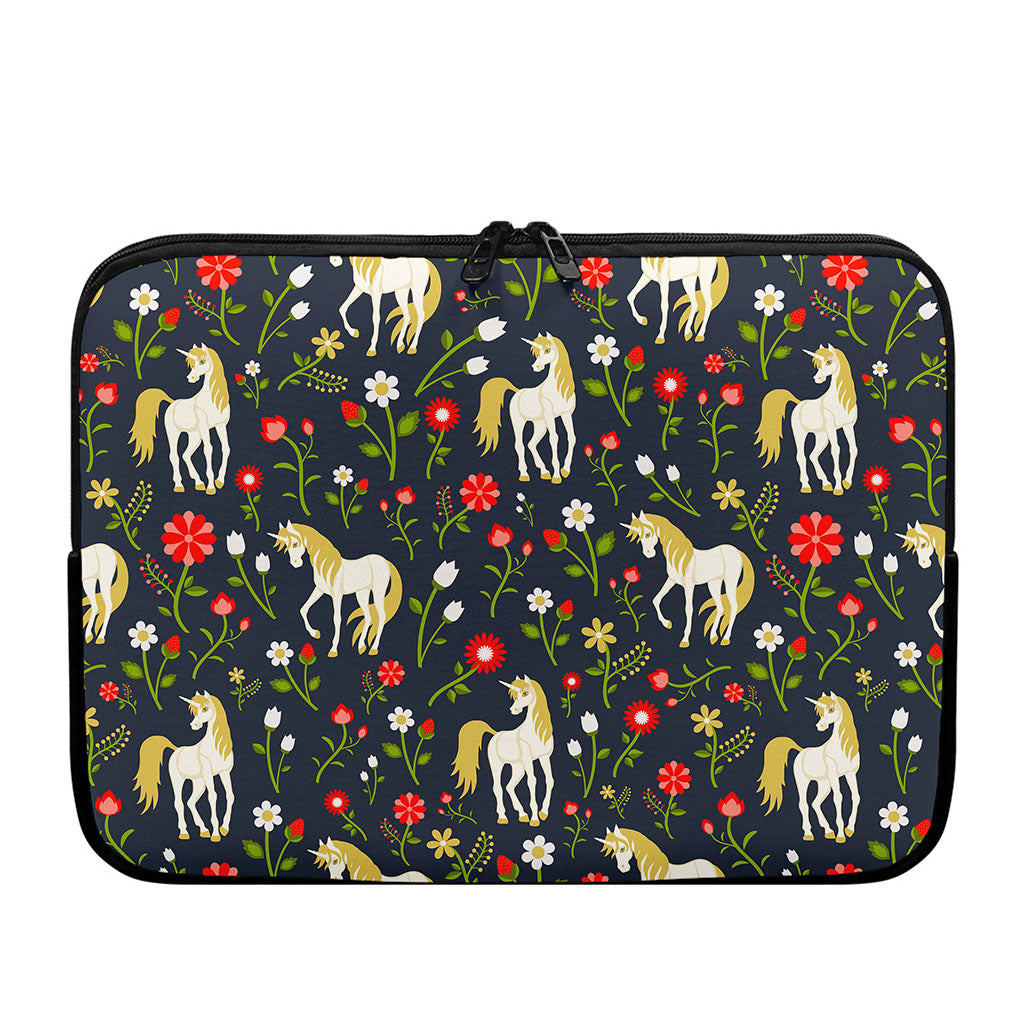 Magic Floral Unicorn Pattern Print Laptop Sleeve